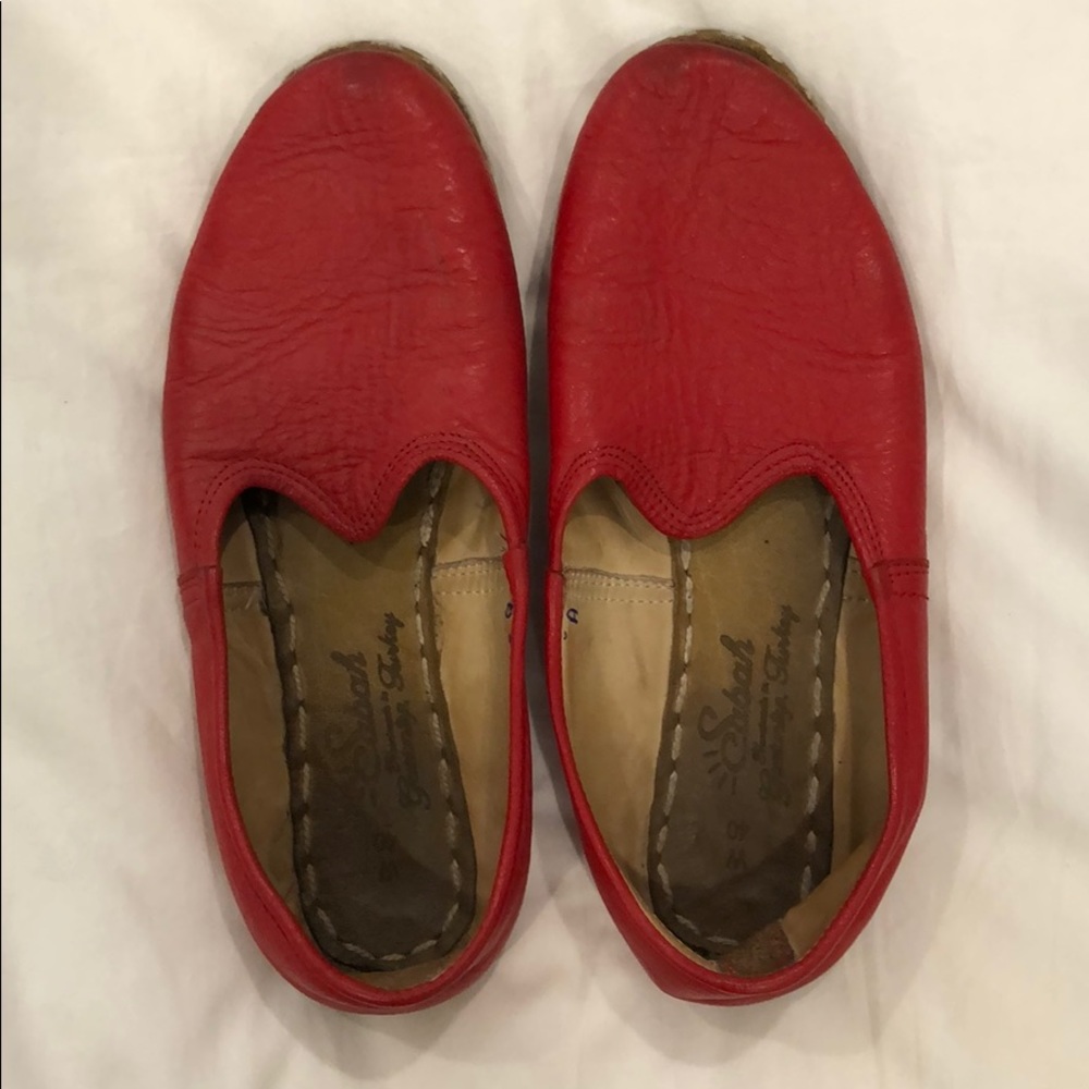 Sabah Red Slip On Flats
